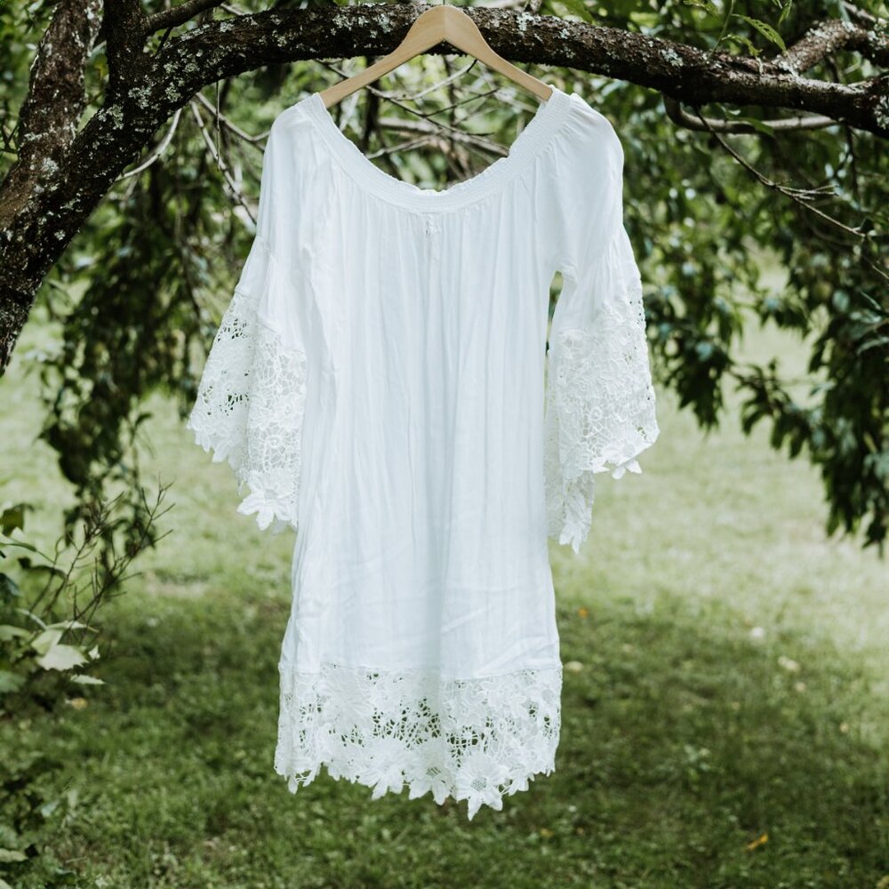 2 Chic Luxe One Size Lace Beach Dress Swim Cover Up - Picture 7 of 9